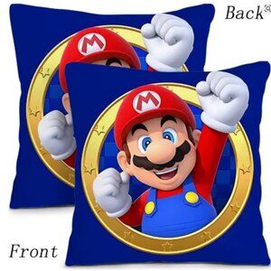 Mario Super Mario Blue Circle Decorative Pillow Cover 18x18